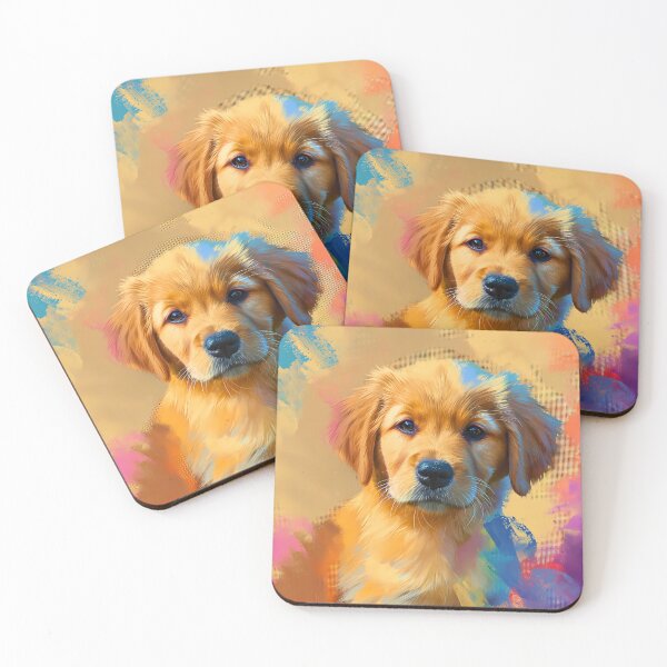 Item preview, Cute adorable golden retriever puppy, pet dog pup colorful painting artwork art designed and sold by PictureUp.