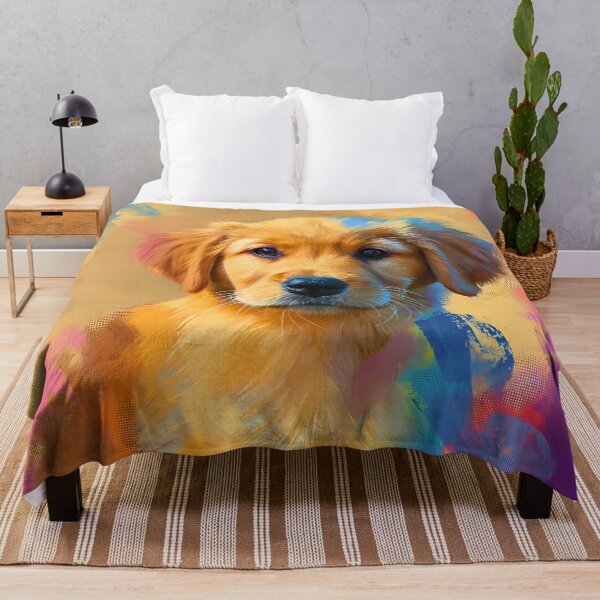 Item preview, Cute adorable golden retriever puppy, pet dog pup colorful painting artwork art designed and sold by PictureUp.