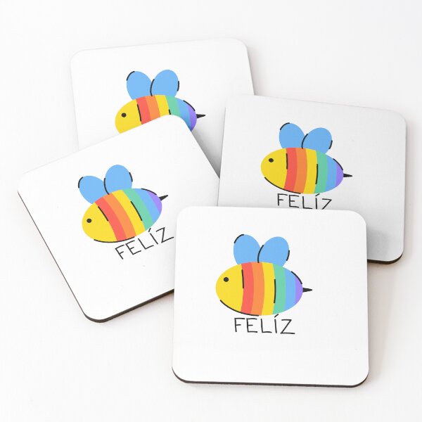 Aperçu de l'œuvre JOYEUX ABEILLE ARC-EN-CIEL FELÍZ ! créée et vendue par ZMaria.