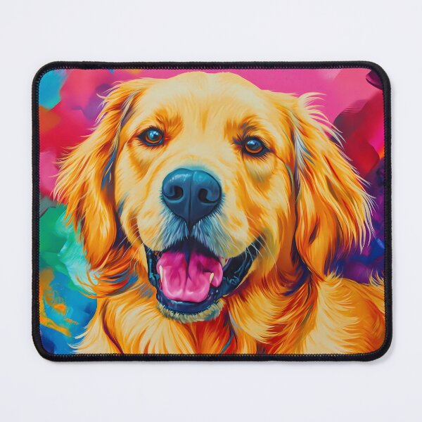 Item preview, Golden retriever pet dog colorful painting artwork, smile on his face, portrait art designed and sold by PictureUp.