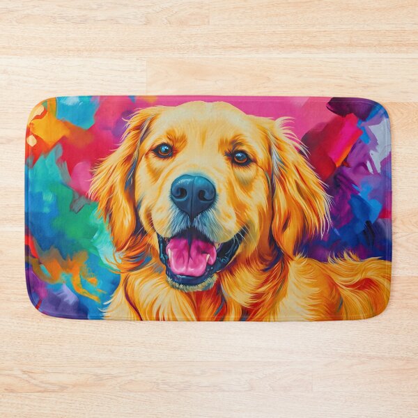 Item preview, Golden retriever pet dog colorful painting artwork, smile on his face, portrait art designed and sold by PictureUp.