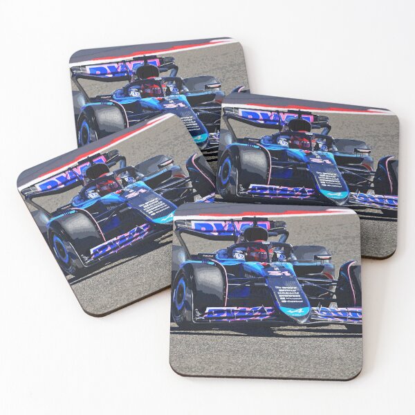 Item preview, Esteban Ocon compitiendo con su auto de carreras F1 2024 2 acuarela designed and sold by Rodissimus1984.