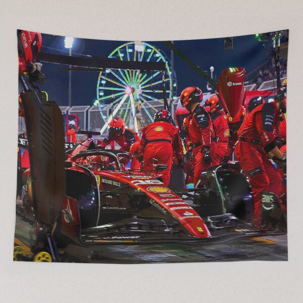 Item preview, Charles Leclerc making a pitstop at the 2023 Sakhir Grand Prix abstract designed and sold by Rodissimus1984.