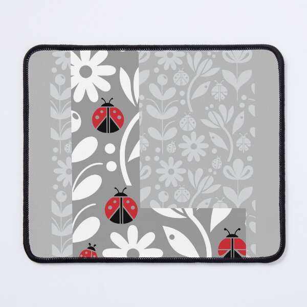 LADYBUG FLOWERS GREY LETTER L Mouse Pad