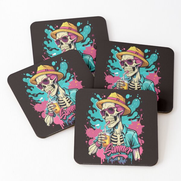 Item preview, Summer House Skeleton Drinking Fruit Juice, Vintage designed and sold by vuslatmedia.
