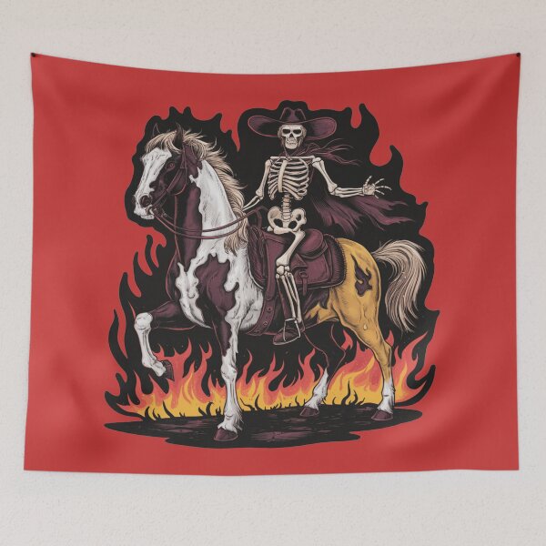 Item preview, Fiery Skeleton Cowboy Ride - Gothic Western designed and sold by Shtex.