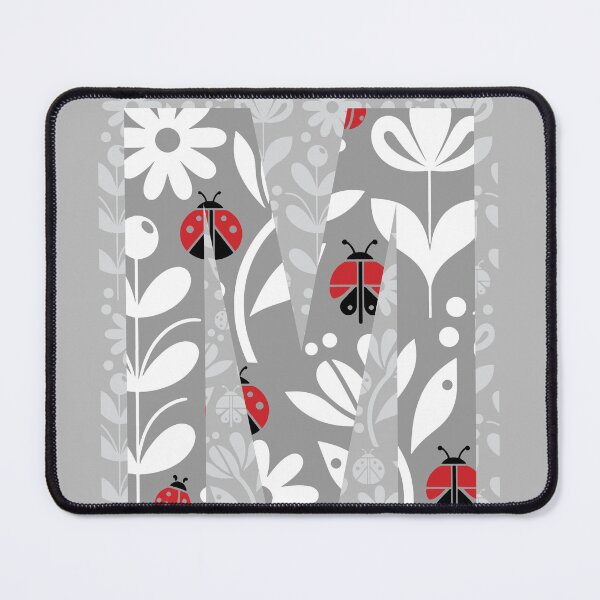 LADYBUG FLOWERS GREY LETTER M Mouse Pad