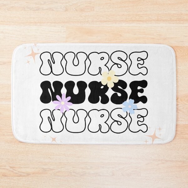 Item preview, Retro Black Floral Stacked Nurse Text designed and sold by SanguineSiren.