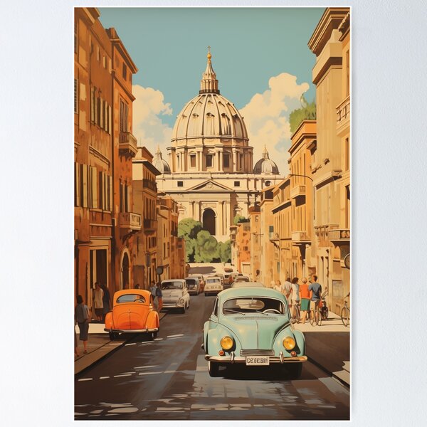 Item preview, Vintage Rome Italy Travel Poster designed and sold by peachypoppet.