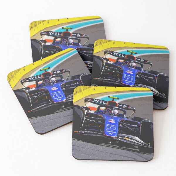 Item preview, Logan Sargeant racing his 2024 F1 race car during the Miami Grand Prix watercolor designed and sold by Rodissimus1984.