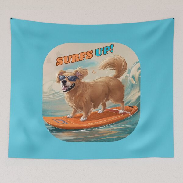 Item preview, Surfs Up - Dog on Surfboard designed and sold by MugsAndDuds.