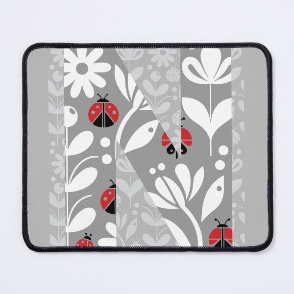 LADYBUG FLOWERS GREY LETTER N Mouse Pad