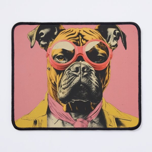 Item preview, Retro Boxer Dog in Goggles and Yellow Jacket designed and sold by luvandsocial.