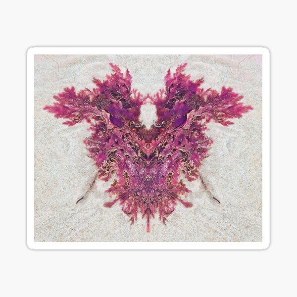 Item preview, pink seaweed mirror-image beach designed and sold by Pinkgnomie.