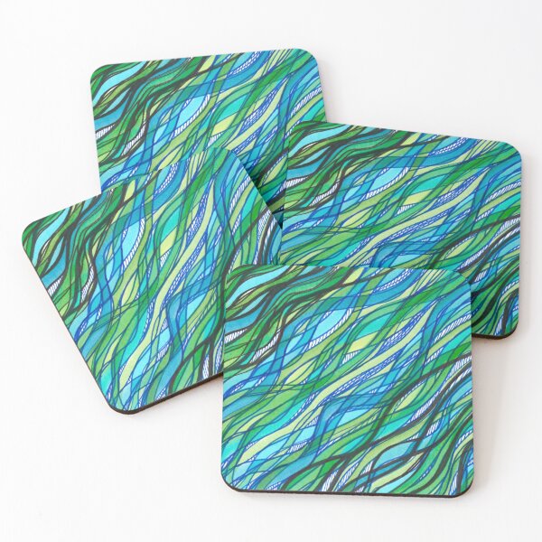 Item preview, Blue and Green Flowing Waves like Seaweed designed and sold by artofkathleen.