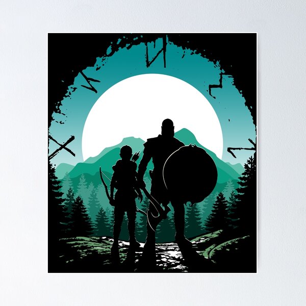 Vista previa del artículo con la obra «Kratos y su hijo», diseñado y vendido por HEARTBEATS.