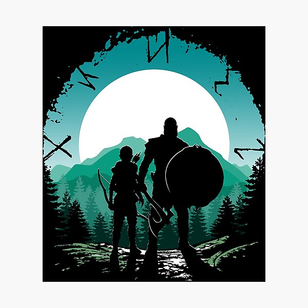 Vista previa del artículo con la obra «Kratos y su hijo», diseñado y vendido por HEARTBEATS.