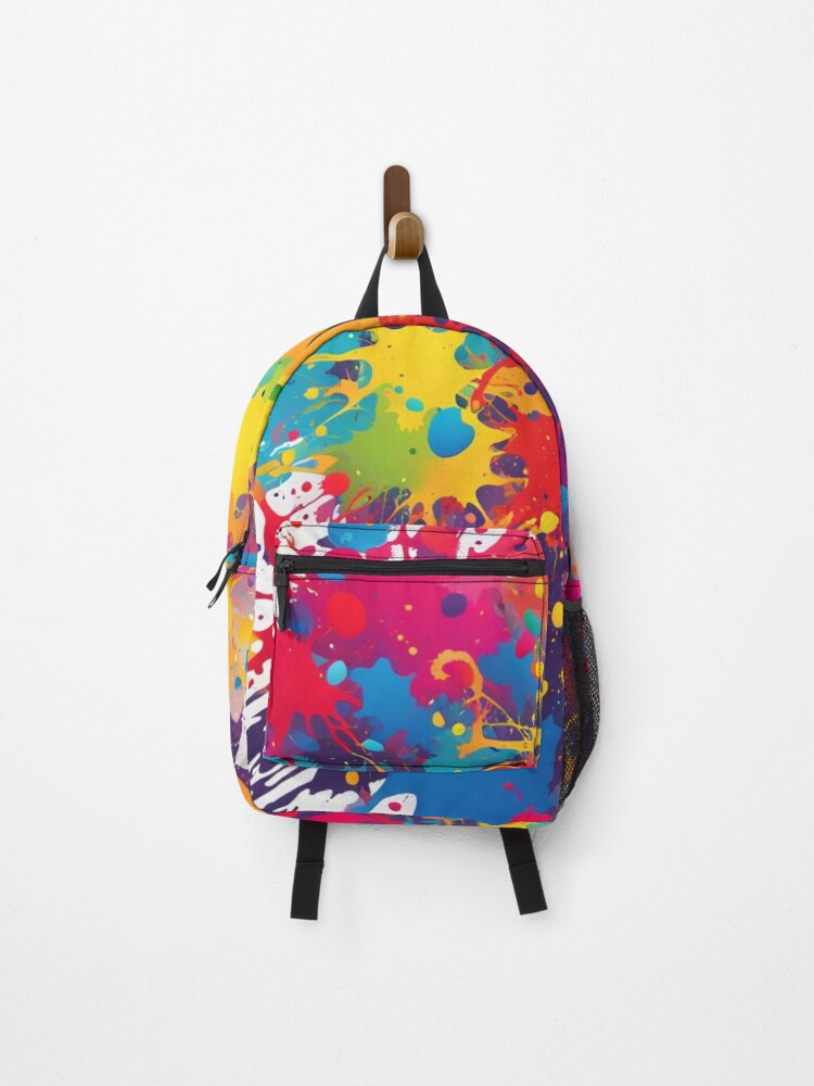 Thumbnail 1 of 3, Backpack, Abstract Colorful Paint Ball Splatter Pattern designed and sold by calibrit.