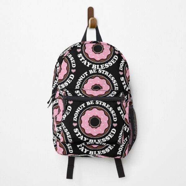 Item preview, Donut Be Stressed Stay Blessed | Pink Glazed Donut - Black designed and sold by PearlMoonGrapes.