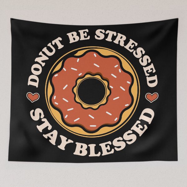 Item preview, Donut Be Stressed Stay Blessed | Orange Glazed Donut - Black designed and sold by PearlMoonGrapes.