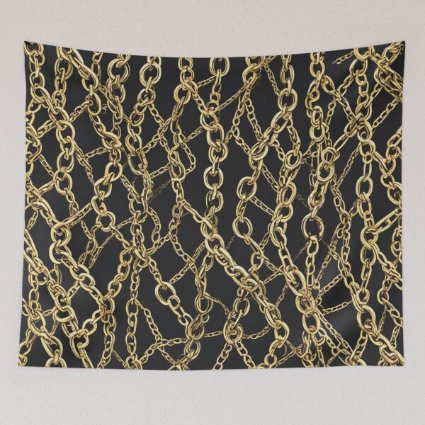 Item preview, Abstract Gold Chains on Black Pattern designed and sold by calibrit.