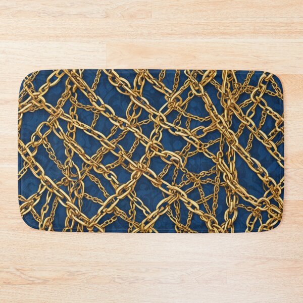 Item preview, Abstract Gold Chains on Blue Pattern designed and sold by calibrit.