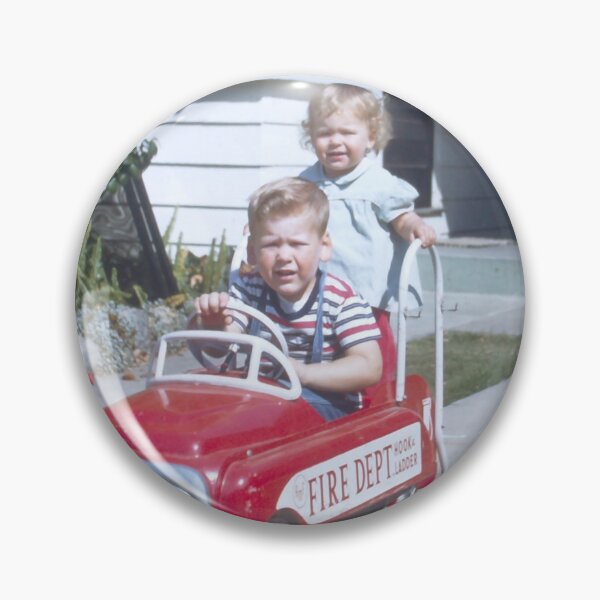 Item preview, Nostalgia : Two Youngsters Enjoying Play with a Fire Dept Pedal Car 1960 designed and sold by JoyousArt4u.