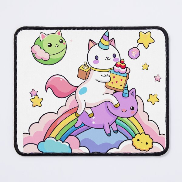 Item preview, Kawaii Cat's Enchanted Ride on a Magical Unicorn designed and sold by omerfdln34.