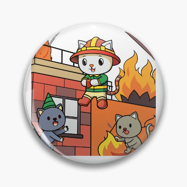 Item preview, Kitty Firefighter Saving Stranded Animals designed and sold by omerfdln34.