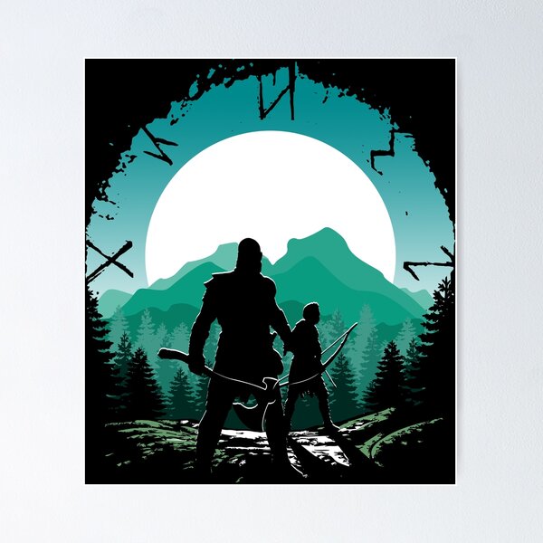 Vista previa del artículo con la obra «Kratos y su hijo», diseñado y vendido por HEARTBEATS.