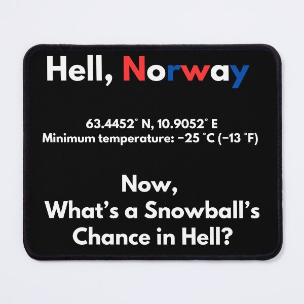Item preview, Hell, Norway: Where Snowballs Go to Live Their Best Lives designed and sold by Artmugic.