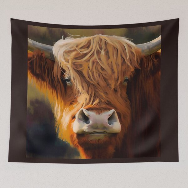 Item preview, Highland cow painting close up face designed and sold by Neonmountain.
