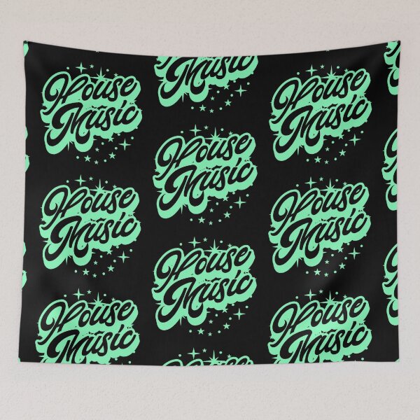 Item preview, HOUSE MUSIC  - Signature And Stars (black/mint green)  designed and sold by Discothreadz.