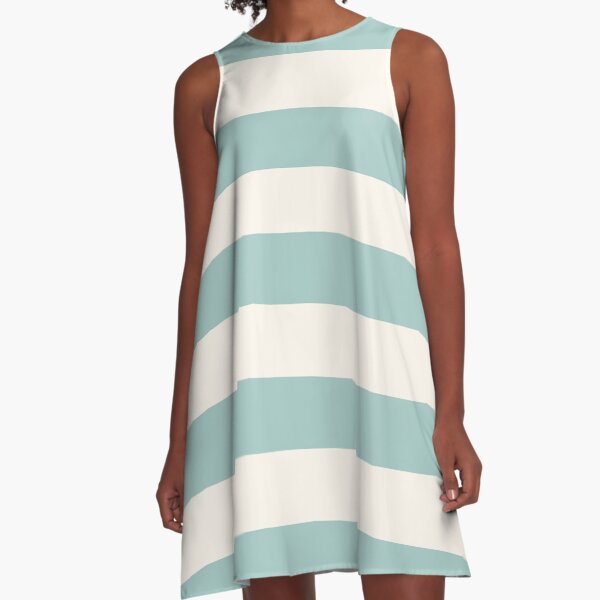Turquoise and cream nautical stripes A-Line Dress
