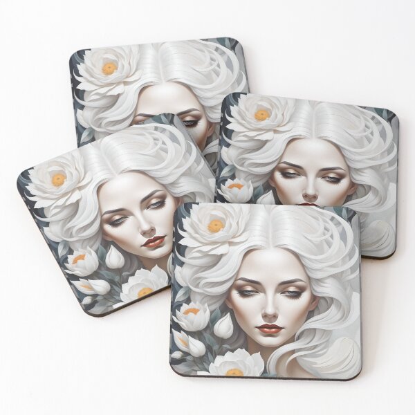 Item preview, Geometric white woman portrait, expressionist art designed and sold by lonelymoony.