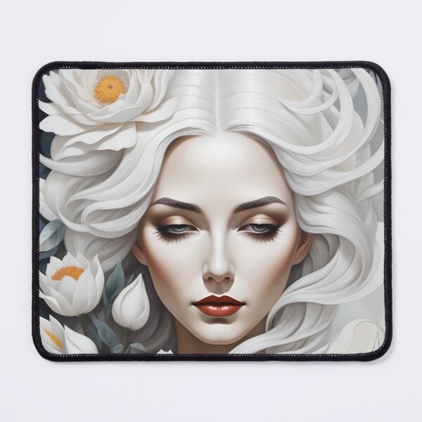Item preview, Geometric white woman portrait, expressionist art designed and sold by lonelymoony.