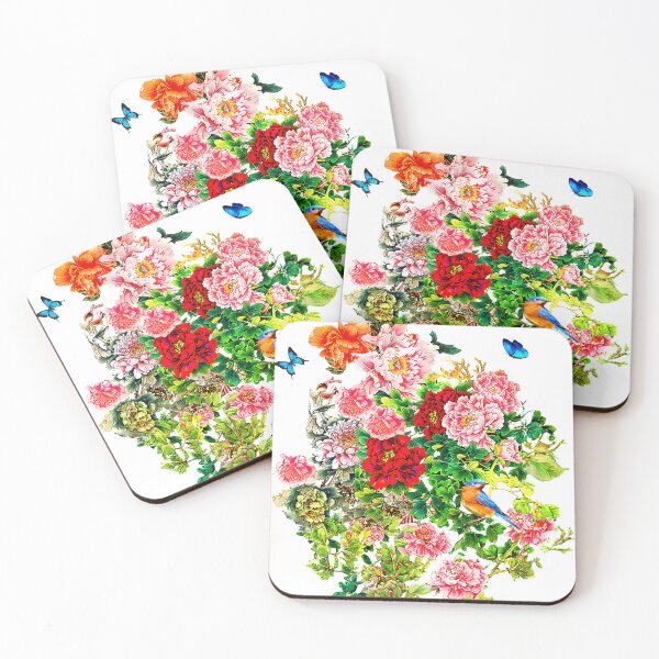 Item preview, Flowers, beautiful exotic butterflies a bird in an explosion of love designed and sold by SueKnox.