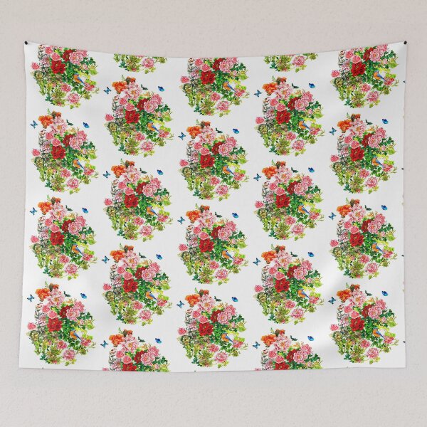 Item preview, Flowers, beautiful exotic butterflies a bird in an explosion of love designed and sold by SueKnox.