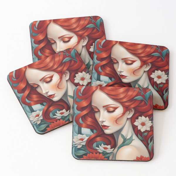 Item preview, Geometric redhead woman portrait, expressionist art designed and sold by lonelymoony.