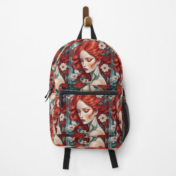 Item preview, Geometric redhead woman portrait, expressionist art designed and sold by lonelymoony.