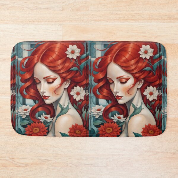 Item preview, Geometric redhead woman portrait, expressionist art designed and sold by lonelymoony.
