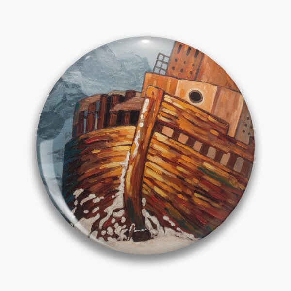 Item preview, Snow mountain shipwreck fantasy oil painting designed and sold by Yue Zeng Art Studio.