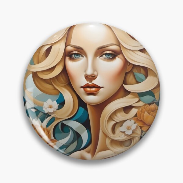 Item preview, Geometric blonde woman portrait, expressionist art designed and sold by lonelymoony.