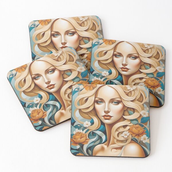 Item preview, Geometric blonde woman portrait, expressionist art designed and sold by lonelymoony.