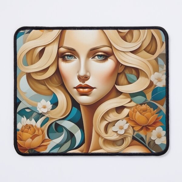 Item preview, Geometric blonde woman portrait, expressionist art designed and sold by lonelymoony.
