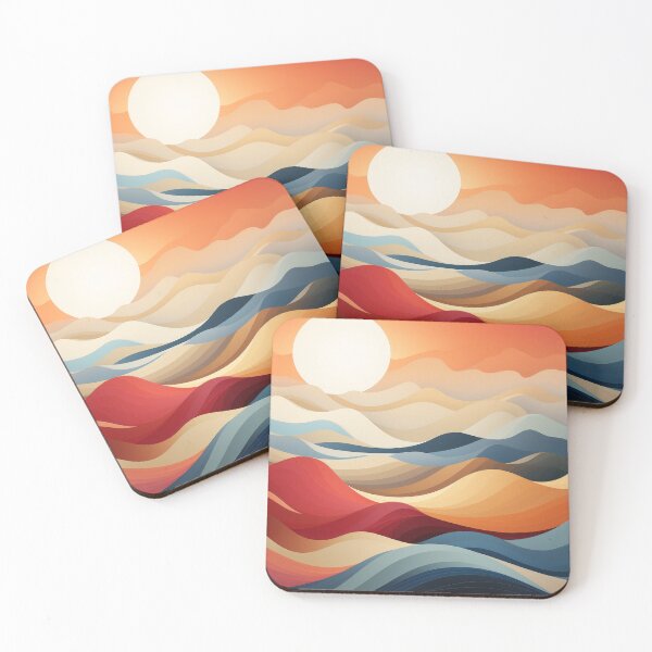 Item preview, Layered Abstract Sunset and Waves Landscape designed and sold by Retrocranio.
