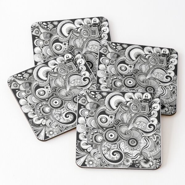 Item preview, Intricate black and white design  designed and sold by PrettyPinkSkies.