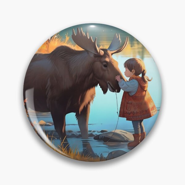 Item preview, Little girl and moose in autumn Canada designed and sold by Astralia.