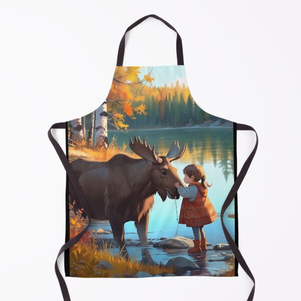 Item preview, Little girl and moose in autumn Canada designed and sold by Astralia.