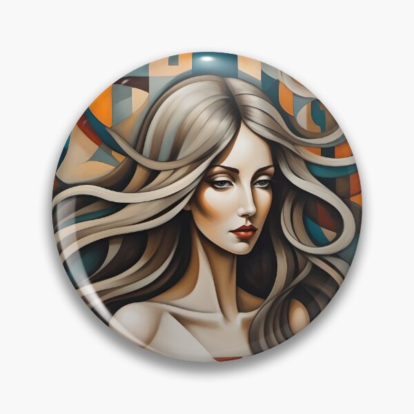 Item preview, Geometric brunette woman portrait, expressionist art designed and sold by lonelymoony.